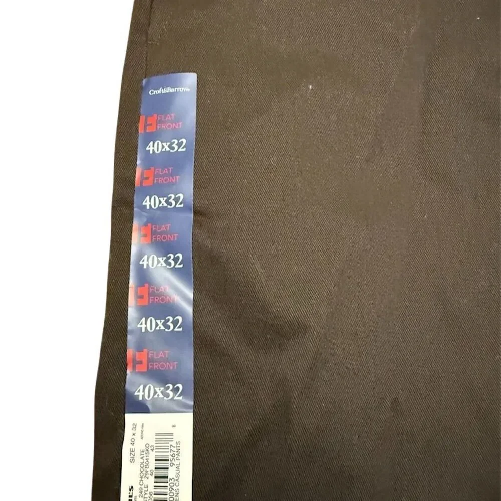 Croft & Barrow Men's Beige Chino Pants Flat Front Size 40x32